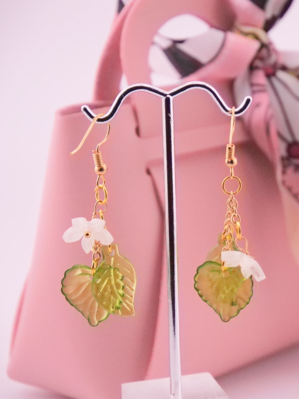 Handmade Floral Leaf Earrings Cottagecore Dangle Earrings Spring Garden Jewelry